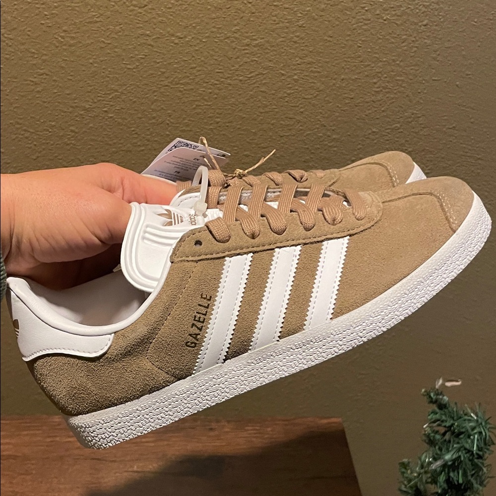 adidas Gazelle Sneakers in Tan and White - Picture 6 of 7